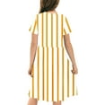 thumbnail image 6 of Girls Dresses 4-14Y Teens Kids Trendy Short Sleeve Crewneck Stripe Printed Pleated Pullover Going-Out Beach A-Line Midi Dress, 6 of 7