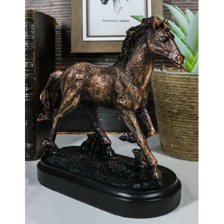 Rustic Western Country Sauntering Horse Rough Hand Textured Figurine With Base