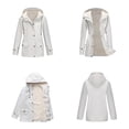thumbnail image 4 of WTOBBY Women's Composite Velvet Windbreaker Jacket Long Sleeve Hooded Waterproof Rain Coat Solid Color Zip Up Fleece Lined Warm Outerwear for Hiking Travel,White M, 4 of 7
