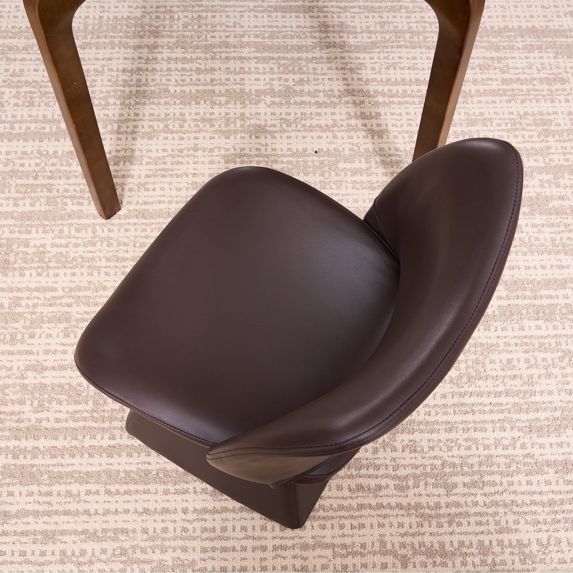 HOQBN Modern Swivel Dining Chair with Faux Leather, 360-Degree Upholstery Dining Chair with High Curved Back for Kitchen, Dining Room,Dark Brown