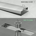 thumbnail image 3 of 12 inch Linear Shower Drain with Removable Square Hole Panel by Using Brushed 304 Stainless Steel Process, Linear Drain Equipped with Adjustable Feet and Hair Strainer, 3 of 9