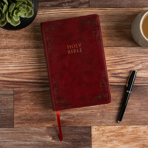 KJV Large Print Personal Size Reference Bible, Burgundy Leathertouch, Indexed, (Hardcover)