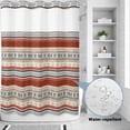 thumbnail image 4 of No Hook Shower Curtain with Built-in Rings - Vintage Boho Washable Waterproof Fabric Bathroom Curtains for Hotel,Rentals, 72X 96 Inch Extra Long , Orange Black Brown, 4 of 9