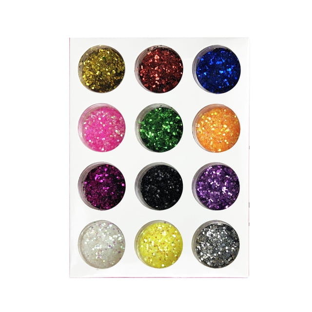 12 colores Nail P-owder Nail Art Glitter P-owder pigmento luminoso TFixol Polvo para decoración de uñas