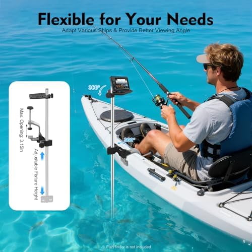 Portable Transducer Mount, 360° Adjustable Rotatable Universal Fish Boat Finder Bracket Transducer Pole Mount for Boat Canoe Kayak$$Sport & Recreation Other