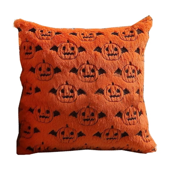 Halloween Throw Pillow Covers 18x18 Inch, Soft Plush Embroidered Decorative Square Pillowcases, Farmhouse Holiday Cushion Covers for Couch Sofa Living Room Bedroom Outdoor Home Decor