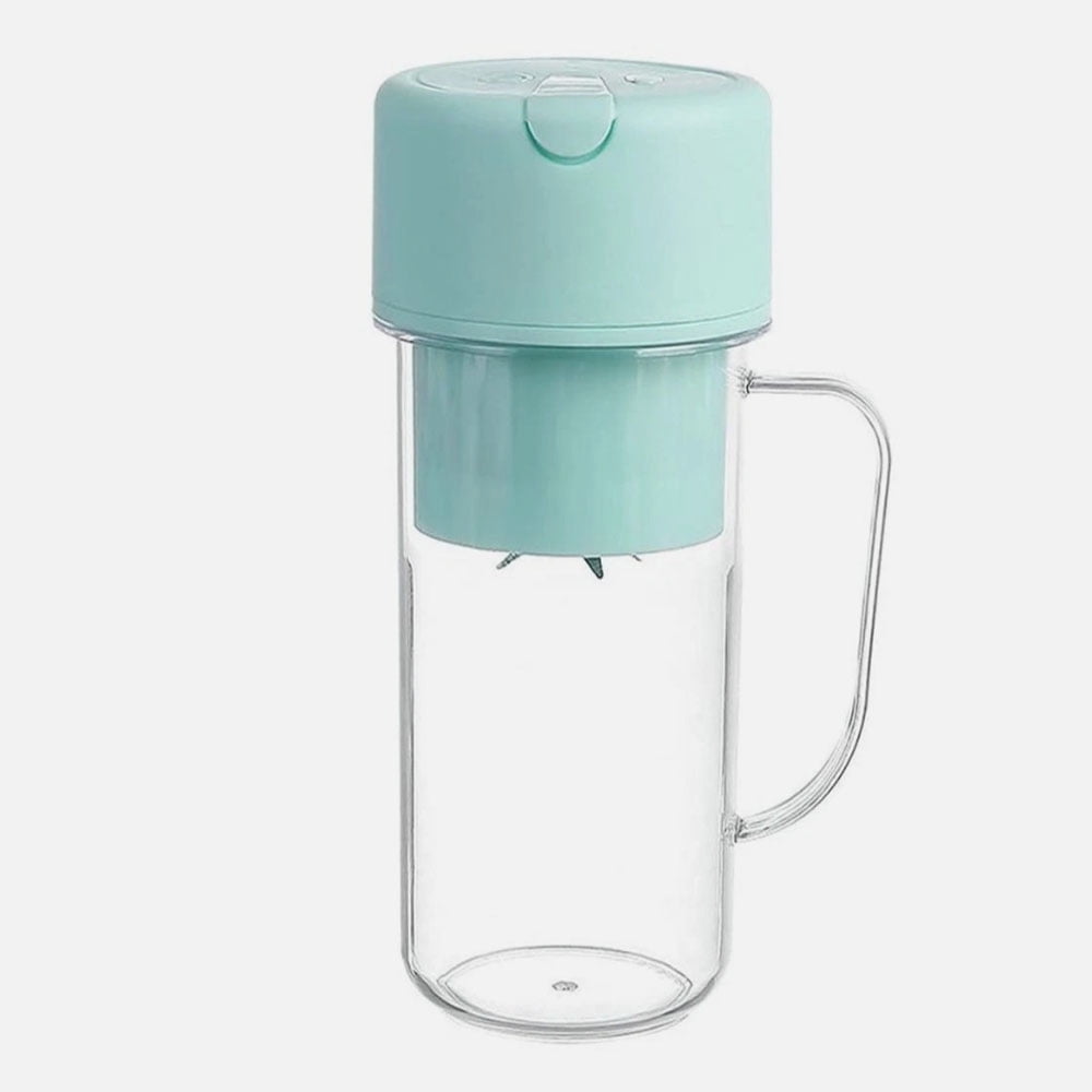 420ml Portable Electric Juicer Cup, USB Rechargeable Mini Blender with Handle, Small Fruit Juicer, Perfect for Travel, Home and Office Use,light green