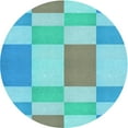 thumbnail image 1 of Ahgly Company Machine Washable Indoor Round Transitional Macaw Blue Green Area Rugs, 4' Round, 1 of 7