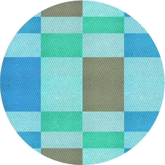 Ahgly Company Machine Washable Indoor Round Transitional Macaw Blue Green Area Rugs, 7' Round
