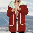 thumbnail image 4 of jtjvou Women Winter Coats with Hood Fleece Lined Thickened Jacket 2025 Long Sleeve Full Zipper Outwear with Pocket Red S, 4 of 4