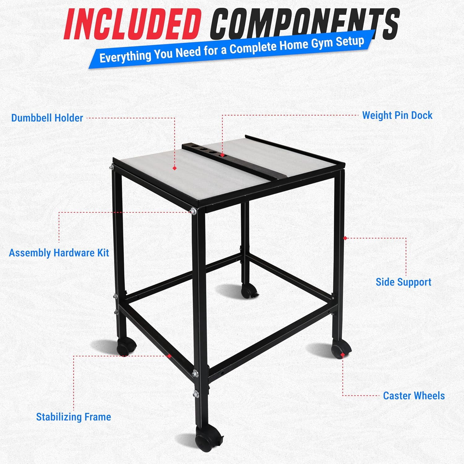 Large Compact Dumbbell Rack & Weight Rack W/ Lockable Wheels—Heavy-Duty Dumbbell Stand Folds Flat for Easy Storage & 150 LB Capacity of Power Block Dumbbell Rack & Use Expandable Dumbbells for Home G