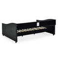 thumbnail image 6 of Full Size Upholstered Tufted Daybed with Drawers, Dark Grey Linen Sofa Bed with Waved Arms, Copper Nailhead Trim, Mid-Century Style, Eucalyptus Wood Frame, 6 of 7