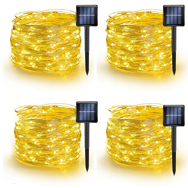 Guirnalda de luces solares TW SHINE, blanco cálido, 160 pies, 480 LED, paquete de 4