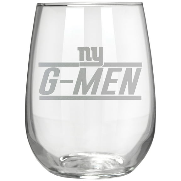 New York Giants Etched 17oz. Rally Cry Stemless Wine Glass