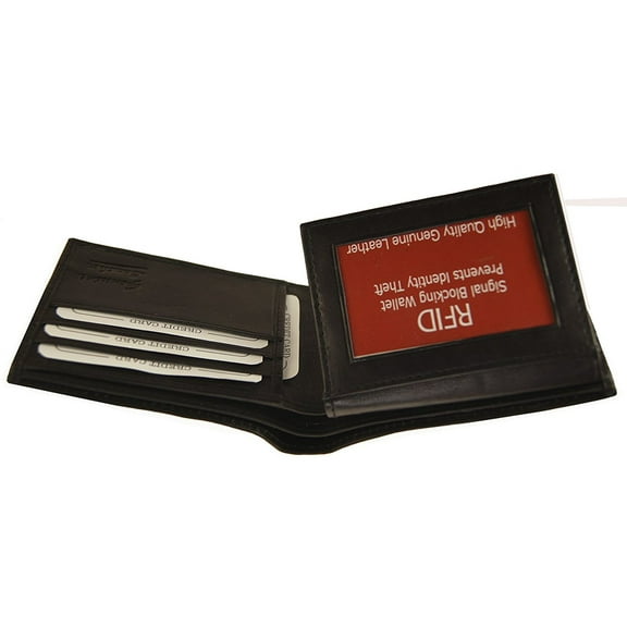 RFID Improving Lifestyles Mens Leather Wallet Bifold Black SUNRFID1203BK