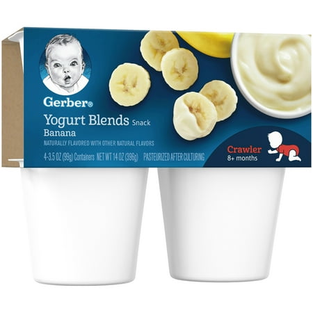 Gerber Yogurt Blends Snack, Banana, 3.5 oz Cups, 4 Count