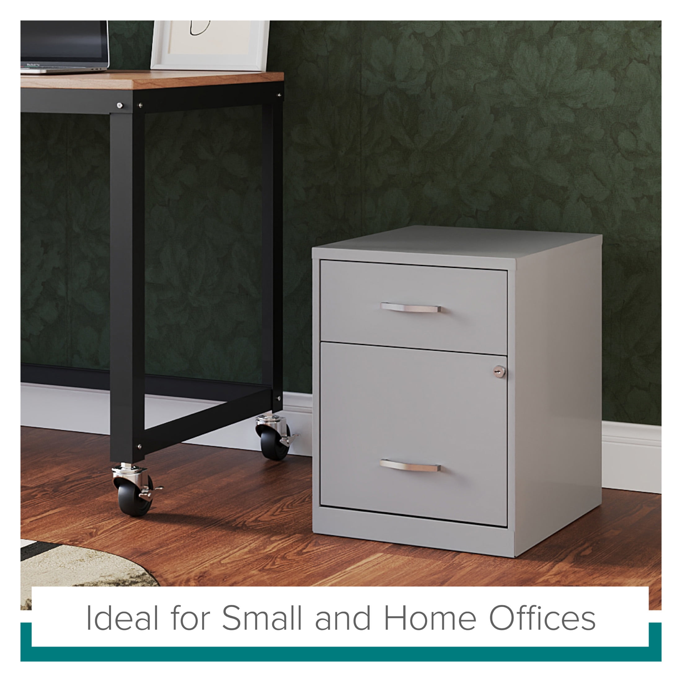 Space Solutions 18" Deep 2 Drawer Letter Width Vertical File Cabinet with Accessory Drawer, Silver