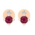 thumbnail image 2 of Dazzlingrock Collection 3mm Round Ruby & White Diamond Pushback 2 Stone Stud Earrings for Women (0.05 ctw, Color I-J, Clarity I1-I2) in 18K Rose Gold, 2 of 4