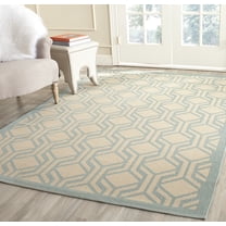 Safavieh Courtyard Bristol Geometric Indoor/Outdoor Area Rug, Beige/Aqua, 5'3" x 7'7"