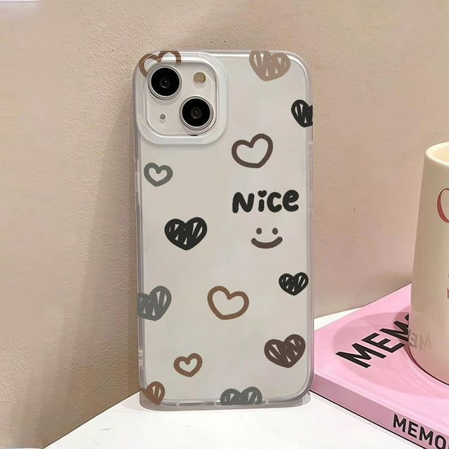 Love Heart Phone Case For iPhone 13 Case for iPhone 11 15 16 12 14 Pro Max Mini Shockproof Translucent Clear Cover Soft Funda JM47 For iPhone 12Pro Max