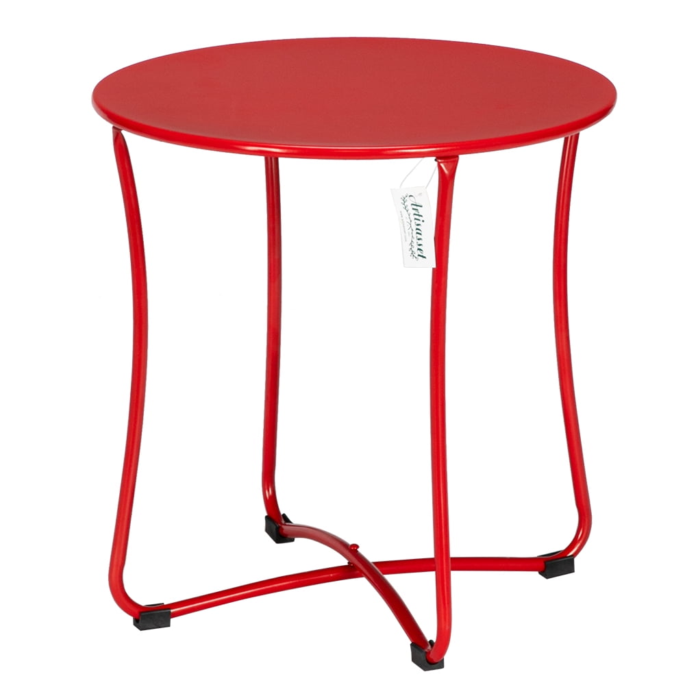 Kepooman Coffee Table, Round Metal Accent Table, Sofa Table, Rust-proof and Waterproof Accent Coffee Table, Outdoor and Indoor Snack Table, Red Kepooman Coffee Table, Round Metal Accent Table, Sofa Table, Rust-proof and Waterproof Accent Coffee Table, Outdoor and Indoor Snack Table, Red