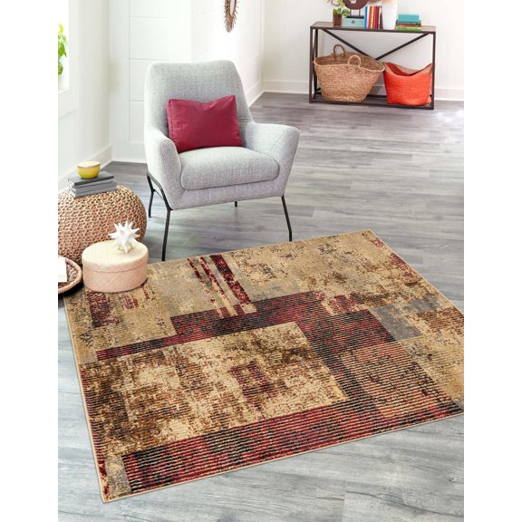 Rugs.com Saturn Collection Rug – 8 Ft Square Multi Medium Rug Perfect For Living Rooms, Kitchens, Entryways