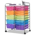 thumbnail image 1 of Costway Carro con Ruedas Cajones Contenedor con Ruedas Carro de Baño con 15 Cajas Apilables Multicolor y Transparente 62,5 x 37 x 87 cm, 1 of 9