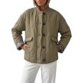 thumbnail image 2 of INSPIRE CHIC Women's Leopard Print Lined Puffer Jacket with Ribbed Crew Neck and Pockets Small Green, 2 of 6