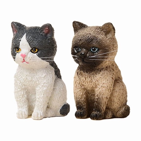2Pcs Resin Mini Cat Figurines Ornament,Miniature Desk Accessories - Perfect Cute Cat Gift for Cat Lovers,Style G