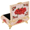 thumbnail image 4 of NFTIGB Vintage Jewelry Box Keepsake Treasure Trinket Organizer with Floral Rose Embossed Design, Zinc Alloy & Soft Velvet Interior, Gold White and Red Roses (3.74 inches / 9.5 cm), 4 of 9