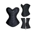 thumbnail image 2 of LELINTA Women's Corsets Bustiers Lace Up Trim Corset Overbust Waist Cincher Top G-String Set, 2 of 6