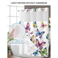 thumbnail image 6 of No Hook Shower Curtain with Snap-in Liner, Colorful Butterfly Waterproof Fabric Bathroom Curtains, Elegant Pastoral Butterflies Watercolor Bath Curtains & Mesh Top Window 72"x84" Long, 6 of 9