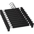 thumbnail image 1 of Paquete de 10 perchas para ropa con fuertes ganchos de clip ajustables antideslizantes, perchas para pantalones que ahorran espacio para colgar pantalones, calcetines, faldas, abrigos, color negro, 1 of 4
