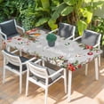 thumbnail image 2 of Merry Christmas Table Cloths for 6 Foot Rectangle Tables, Poinsettia Xmas Tree Snowflake Winter Patio Waterproof Elastic Fitted Tablecloths, Washable Rectangular Table Cover for Camping, 2 of 8