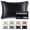 Black, variant on 22 Momme Mulberry Silk Pillowcase, 6A Hypoallergenic, Hidden Zipper, Queen Champagne, 1 Pack