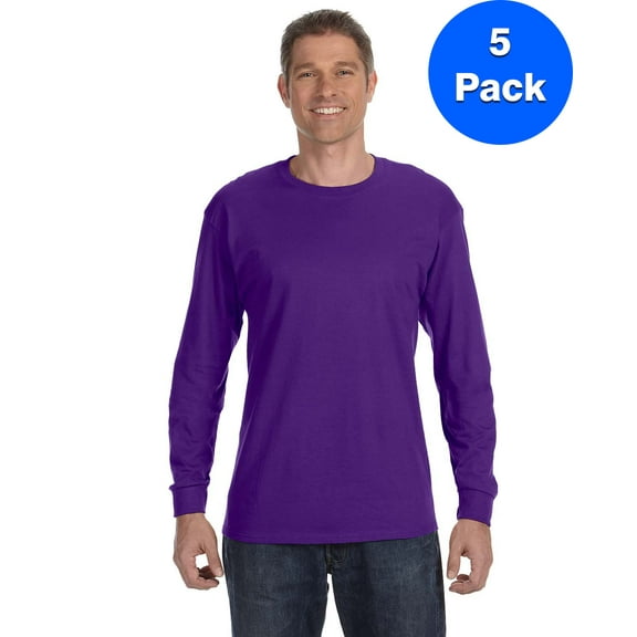 Mens 5.3 oz. Heavy Cotton Long-Sleeve T-Shirt 5 Pack