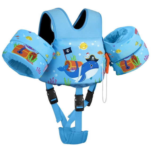 Chaleco de Natación MoKo para Niños 7-14 kg Azul con Ballena Pirata