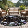 thumbnail image 4 of Spring Flowers Round Area Rug 7Ft Washable Circle Rugs for Dorm Laundry Room, Blue Floral Leaves Birds Country Farm Wood Grain Non-Slip Carpet Floor Mats Indoor Outdoor Carpet Runner Home Decor, 4 of 8