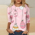 thumbnail image 2 of Women's Easter Casual Print Round Neck 3/4 Sleeve T-Shirt Pink S, 2 of 4