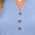 thumbnail image 5 of Craaazy Women Summer Casual Tops V Neck Button Front Three Quarter Sleeve Solid Color Blouses Gift, 5 of 5