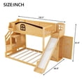thumbnail image 2 of Harper & Bright Designs Twin over Full Bunk Bed with Slide and Wardrobe, Space Saving Wood Bunk Bed Frame with Storage Staircase & Open Shelf, Natural, 2 of 12
