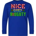 thumbnail image 3 of Inktastic Nice Until Proven Naughty with Holly and Gingerbread Man Long Sleeve Youth T-Shirt, 3 of 5