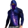 thumbnail image 2 of YOIAVAIOY Men's Fishing Hoodie Shirt Face Mask USA Flag Pride Camo UPF 50+ Rash Guard Long Sleeve Going Out Tops Purple M, 2 of 5