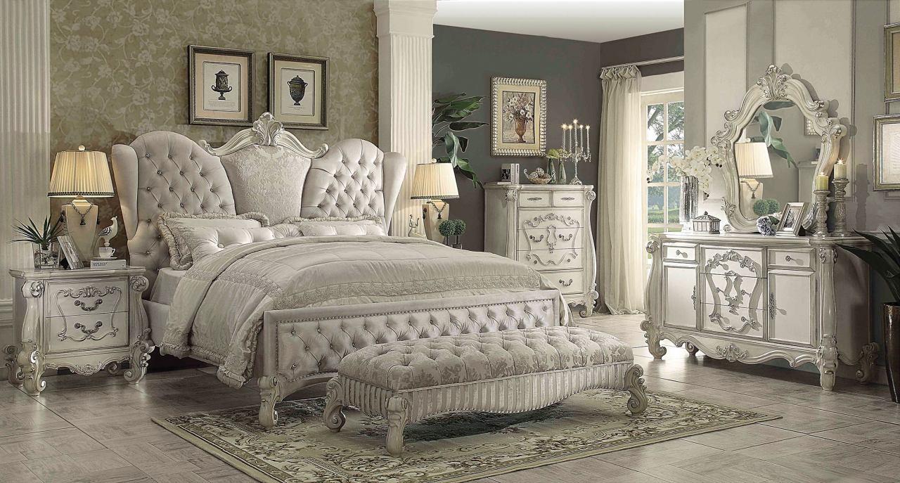 Acme Furniture 21127EK Versailles Ivory Velvet & Bone White King Bedroom Set 3Pc - image 1 of 9