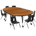 thumbnail image 2 of Emma + Oliver Mobile 76" Oval Wave Activity Table Set-14" Student Stack Chairs, Oak/Black, 2 of 15
