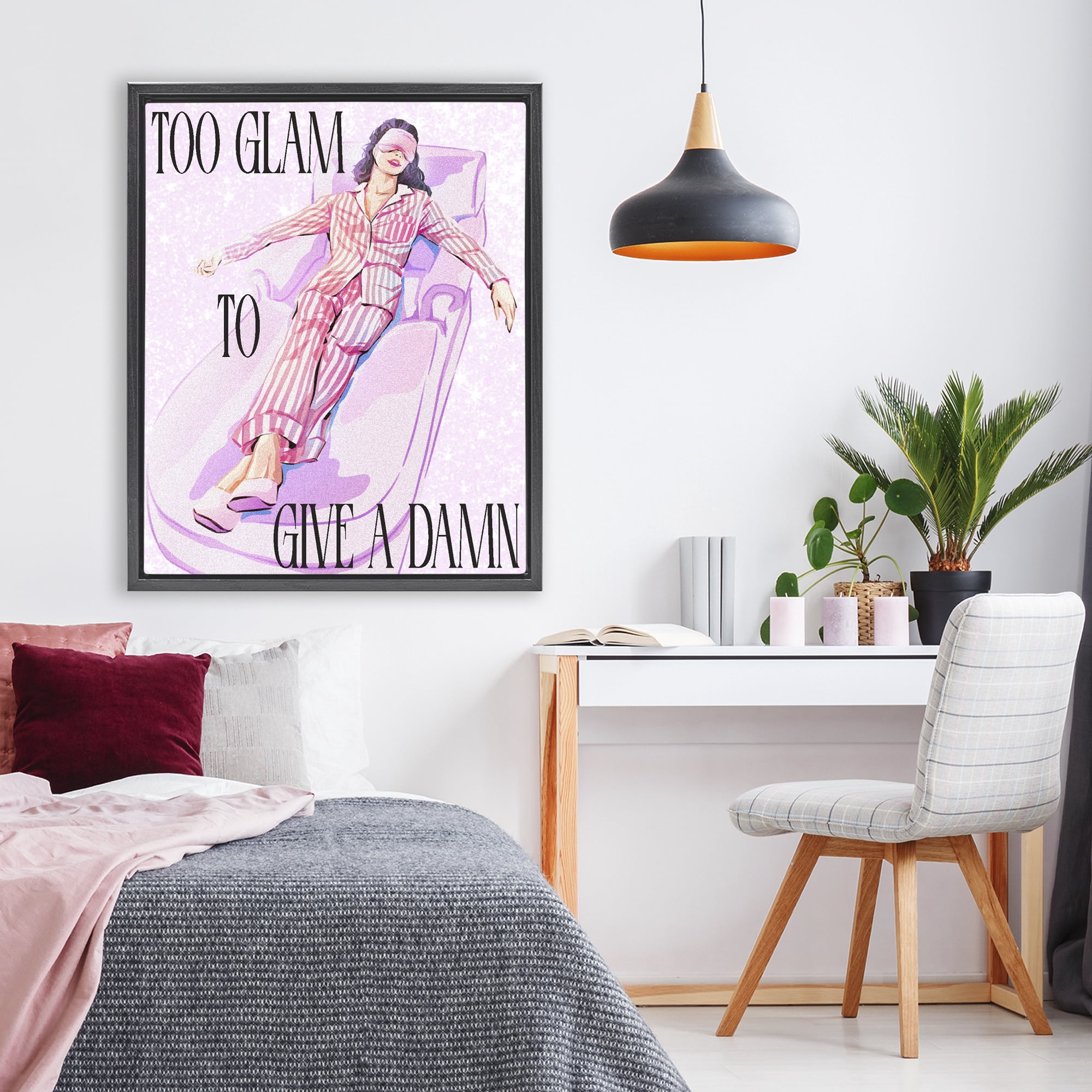 Stupell Industries To Glam To Care Black Framed Floater Canvas Wall Art, design by Ziwei Li