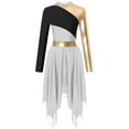 thumbnail image 3 of Kaerm Liturgical Praise Dance Workship for Women Metallic Color Block Lyrical Dance Dress Dancewear White XL, 3 of 7