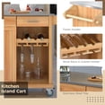 thumbnail image 4 of Kitchen Cart with Stainless Steel Top & Storage Cabinet, Mobile Kitchen Island Cart on Wheels with Two Drawers & Goblet Holder & Wine Rack & Spice Rack & Towel Holder, 51Lx18Wx37H Inches, Brown, 4 of 7