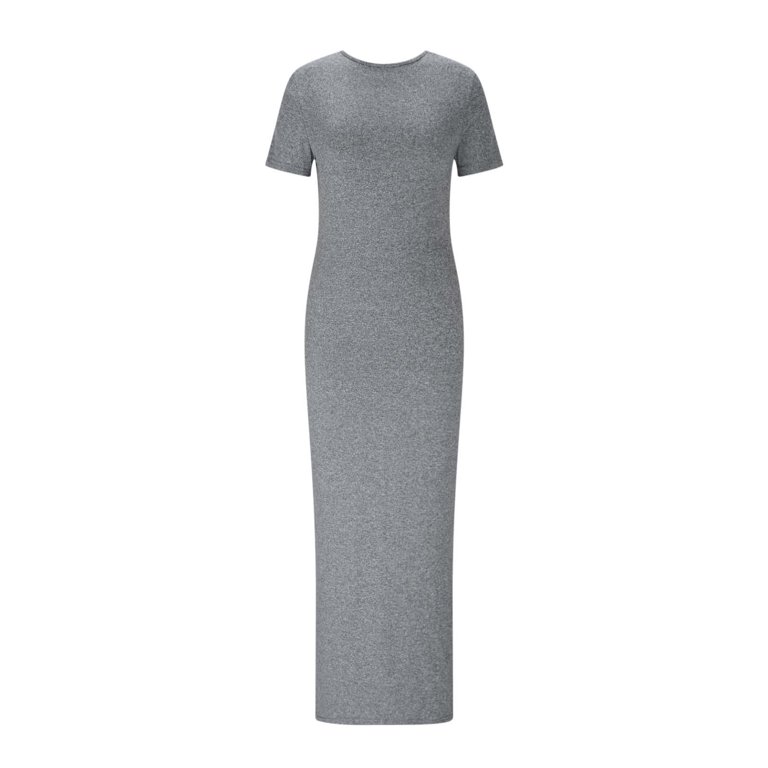 Women's Basic Long Dress Summer Casual Lounge Bobycon Dress Elegant Short  Sleeve Crew Neck Maxi Dresses - Walmart.com