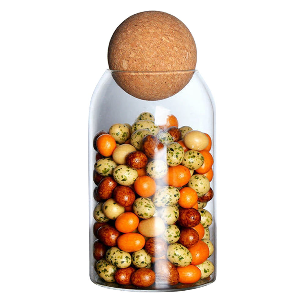 Ball Cork Lead-free Glass Jar With Lid Bottle Sealed Tea Can Cereals Transparent 